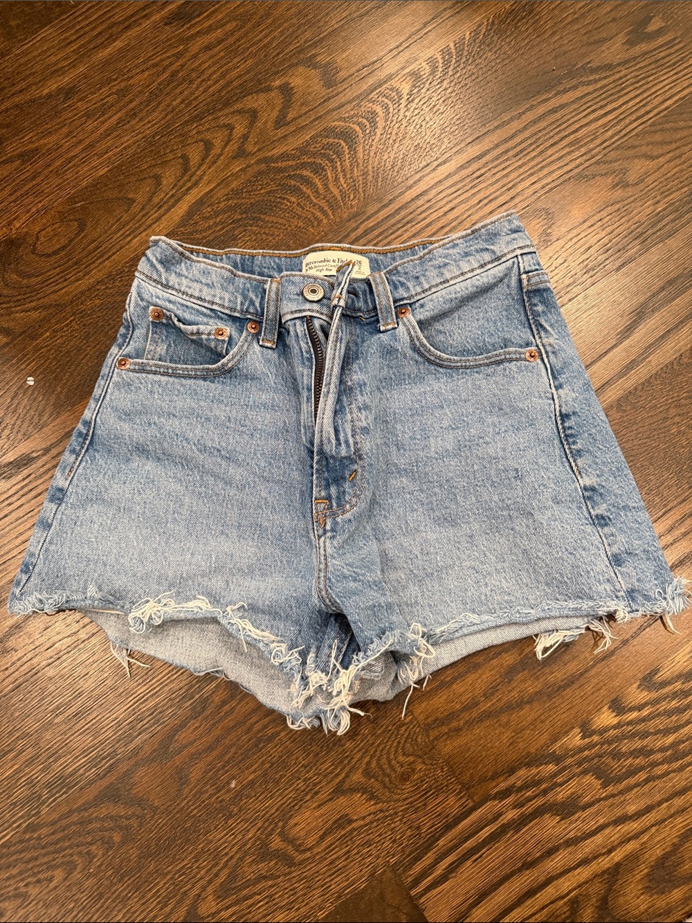 Abercrombie & Fitch Light Blue High-Rise Denim Cutoff Shorts